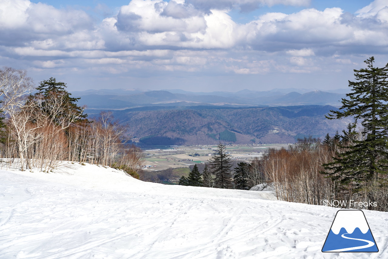 富良野スキー場 のんびりとした雰囲気漂う春のゲレンデ。そこに、サプライズゲスト・プロスキーヤー山木匡浩さん登場！